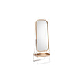 Modern Wooden Frame Floor Mirror with Storage Shelf
